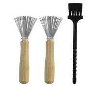 2 limpiadores de cepillos de pelo con mango de madera, cepillo de limpieza con 1 cepillo pequeño, para casa, excursión, viajes, peines, alfombras