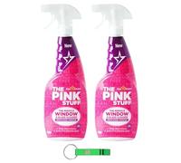 2 limpiadores de cristal The Pink Stuff con espray de vinagre de rosa/elimina la grasa y la suciedad de ventanas, espejos y otras superficies de cristal, 750 ml, incluye llavero Beni Culinari gratuito