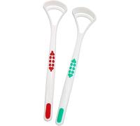 2 limpiadores de lengua de plástico, raspador de lengua, limpiador de lengua, removedor de mal aliento, cuidado bucal, cuidado dental (rojo y verde)