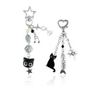 2 Lindos Anillos De Llave, Anillos De Llave, Llave De Llave De Gato Negro Graciosos, Coles De Gatos Negros, Regalos para Amantes De Los Gatos.