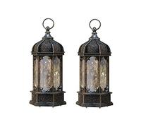 2 linternas de Llama navideñas, Velas LED, Luces nocturnas, Decoraciones, for Exteriores(Vintage Silver Christmas Pattern)