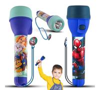 2 linternas LED grandes, luz brillante de Spiderman y linterna LED de gasolina con pata para Navidad, linterna de plástico para niños mayores de 3 años, tamaño 16 cm