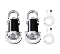 2 linternas pequeñas portátiles para exteriores, recargables, con luz de inspección, llaveros, colgantes, llavero, suministros de camping, portátil, al aire libre, pequeño