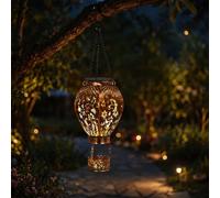 2 linternas solares con globo de aire caliente, impermeables, para exteriores, con energía solar, para colgar, lámpara decorativa para exteriores, para jardín, patios y caminos, llama de proyección hu