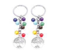 2 Llavero Chakra Árbol de la Vida, Colgante de Piedra Natural, Llavero Chakra, Amuleto de la Suerte, Amuleto de la Suerte Personalizado, Regalo de Cumpleaños para Mujeres y Hombres