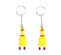 2 llaveros amarillos de pollo gritando, mini pollo gritando de goma, mordazas y práctico colgante de broma, llavero novedoso para bolsos, llaves, teléfonos, llaveros