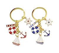 2 Llaveros, Coles Decorativos con Elementos Náuticos Y De Navegación, Llaveros Creativos De Estilo Oceánico, Regalos De Cumpleaños para Amigos.