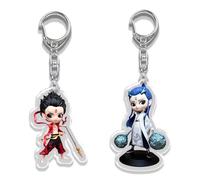 2 llaveros con Colgante de Ne Zha y Ao Bing, Bonitos creativos, Regalo for niños, niñas, Mujeres, Hombres, monederos, Mochilas, Llaves Coche, Accesorios decoración(A)