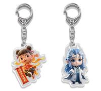 2 llaveros con Colgante de Ne Zha y Ao Bing, Bonitos creativos, Regalo for niños, niñas, Mujeres, Hombres, monederos, Mochilas, Llaves Coche, Accesorios decoración(B)