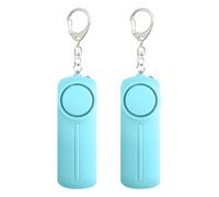 2 llaveros de alarma de seguridad personal, alerta de 130 dB, luz LED de doble función, dispositivos de seguridad portátiles para emergencias, material ABS, color azul