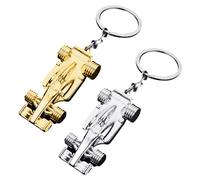 2 llaveros de carreras de metal, llaveros deportivos F1, regalos de carreras de fórmula 1, traje para llaves, colgante para teléfono móvil para niños u hombres (plata, oro).