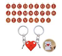 2 llaveros de corazón para socios, llaveros con forma de corazón personalizados con ladrillo a juego a juego con forma de corazón de ladrillo, regalo DIY corazón llavero juego de amor