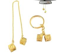 2 llaveros de dados de la suerte de Han Solo dorado, adorno colgante de dados de la suerte, adorno colgante de Star Wars, llavero de regalo para espejo retrovisor de coche, accesorios para llavero o