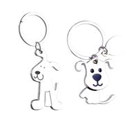 2 llaveros de metal para mochila de perros, llaveros de animales y dibujos animados para amantes de los perros (plata)