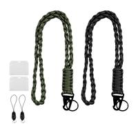 2 llaveros de paracord, color verde y negro, con mosquetón, llaveros, paracord, llavero para tarjetas de identificación, camping al aire libre