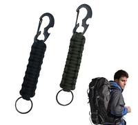 2 llaveros de paracord con mosquetón, llavero, mosquetón, cordón trenzado, adecuado para montañismo al aire libre, camping y senderismo, uso de emergencia (A)