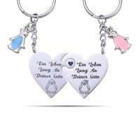 2 llaveros de pingüino, llavero de acero inoxidable para pareja, pingüino, llavero para novia, grabado de una vida larga en tu lado, llavero regalo para parejas, Blanco ., M