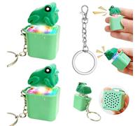 2 llaveros de rana cuacking, divertido teclado fidget, con botón de sonido y luz para el estrés, bonito llavero de ranas verdes que se puede utilizar como colgante o pieza decorativa