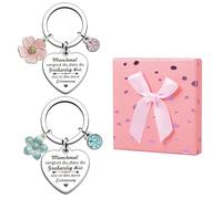 2 Llaveros De Texto Inspiradores Y 1 Caja De Regalo Rosa, Regalos Cálidos Y Alentadores, Decoración De Apariencia En Forma De Corazón, Adecuada para Regalar Novias Y Novias (Azul, Rosa).