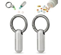 2 llaveros de titanio resistentes al agua, mini pastilleros de viaje al aire libre con llavero, pequeños pastilleros para monedero, bolso de viaje al aire libre (gris)