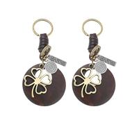 2 Llaveros De Trébol De Cuatro Hojas, Llaveros De Cuero Trenzado, Llaveros Vintage, Llaveros De Regalo, Llaveros Creativos