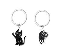 2 Llaveros Negros En Forma De Gato, Gestos Divertidos, Coles De Metal Personalizados, Regalos De Amistad, Accesorios De Moda, Adecuados para Guardar Llaves.