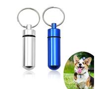 2 llaveros para pastilleros, mini caja de píldoras de aluminio, impermeable, hermético, pequeña cápsula, mini llavero, para deportes al aire libre, camping, senderismo, viajes