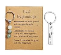 2 Llaveros, Piedra Natural De Cristal Y Diseño De Letras, Coles De Regalo Personalizados, Accesorios Exquisitos, Adecuados para La Personalización De Regalos, Uso Diario.