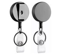 2 llaveros retráctiles, carrete de insignia resistente, carrete retráctil con llavero, para tarjetas de identificación, pase de seguridad y uso al aire libre con clips de bloqueo seguro (cuerda de