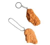 2 llaveros simulados en forma de alitas de pollo y nuggets de pollo, novedosos llaveros de nuggets de pollo, caprichosos y humorísticos, un regalo para cualquier persona a la que le guste comer pollo,