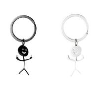 2 Llaveros Stickman Y 2 Coles, Divertido Cole De Villano del Dedo Medio, Decoración Simple De La Bolsa, Adecuado para Guardar Llaves.
