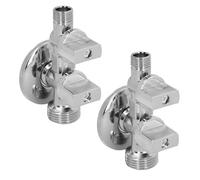 2 Llaves de escuadra doble salida 3/4" y 3/8" con entrada 1/2" - llave angular doble toma lavadora/lavavajillas - dos llaves de paso independientes - bajo fregadero, ahorro de espacio