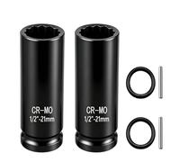 2 llaves de vaso de impacto para andamio, llave profunda de 1,27 cm de longitud, cromo CR-MO con pasador de retención y junta tórica para pernos largos, abrazaderas de andamio, reparación de