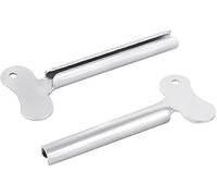 2 llaves exprimidoras de tubo de metal plateado, herramienta dispensadora de rodillo de metal para pasta de dientes, herramienta dispensadora de tinte para el cabello, herramienta de procesamiento