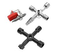 2 llaves multifuncionales de 4 vías, llave de armario universal de 4 vías, multifunción, llave universal, llave de grifo, llave triangular, llaves de construcción, llaves