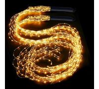 2 luces de cadena de luces con pilas, resistente al agua, diseño de cascada, temporizador, 8 modos, haz de luces con mando a distancia, para Navidad, exterior e interior (blanco cálido, 2 m, 10 hilos