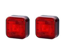 2 luces LED cuadradas rojas para la parte trasera con reflector integrado, camión, remolque, autocaravana, chasis, camión, caravana, caravana, 2 unidades