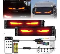 2 luces LED de ojos de diablo para coches (92 mm x 374 mm), indicador LED programable, letrero luminoso, personalizable, para coche, camión, texto, graffiti, aplicación inteligente, Bluetooth USB 5 V