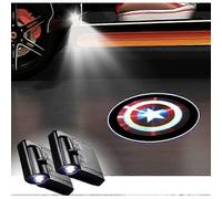 2 luces LED inalámbricas universales para puerta de coche con proyector de logotipo de Capitán América.