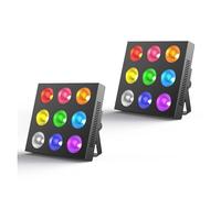 2 luces LED PAR RGBW de 9 ojos COB Matrix, 9 x 12 W, DMX, for escenario, DJ, conciertos, fiestas, bodas, discotecas y bailes. Escenas Dinámicas de DJ