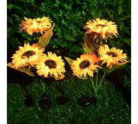 2 luces solares para exteriores con 6 girasoles, luces de girasol, lámpara solar de girasol, luz solar LED para césped, perfecta para jardín, patio, pasarela