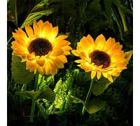 2 luces solares para exteriores de girasoles, luces de girasol, lámpara solar de girasol, luz solar LED para césped, perfecta para jardín, patio, pasarela