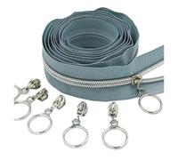 2 m, 4 unidades deslizantes/5 m, 10 piezas deslizantes 5# de nailon con cremallera de dientes plateados para decoración de equipaje (gris, 5 m 10 deslizante_5#)