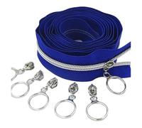 2 m, 4 unidades deslizantes/5 m, 10 piezas deslizantes 5# de nailon con cremallera de dientes plateados para decoración de equipaje, ropa (azul oscuro, 5 m 10 deslizante_5#)