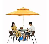 2 M/6.6ft Garden Parasol Umbrella Outdoor Sun Shade, 100% Thickened Polyester Large Sun Parasol with Double Canopy, UV Prote