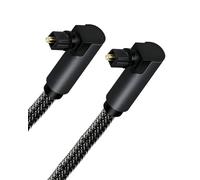 2 M Cable Óptico, Cable de Fibra Óptica 90° Audio Digital Toslink de Ángulo Recto Enchufe Giratorio 360 Grados Stereo Dolby para Televisión Reproductor Blu-Ray Barra Sonido HDTV PS3 PS4 Xbox Negro