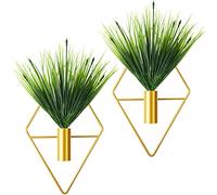 2 macetas Colgantes en Forma de Diamante con Plantas acuáticas Artificiales, jarrón Colgante de Metal para Plantas de Interior, decoración geométrica Moderna de Pared para el hogar, Sala de Estar,
