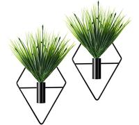 2 macetas Colgantes en Forma de Diamante con Plantas acuáticas Artificiales, jarrón Colgante de Metal para Plantas de Interior, decoración geométrica Moderna de Pared para el hogar, Sala de Estar,