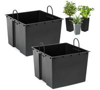 2 macetas cuadradas intercambiables, duraderas, 29 x 28 cm, color negro, 20 L, para ollas Lamela de 57 x 30 cm y 29 x 29 cm, facilita el control del contenido de agua en la olla, reduce la verdura del