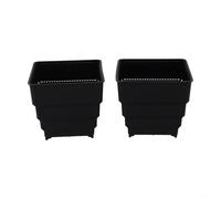 2 macetas de plástico transpirables para control de raíces en forma cuadrada, diseñadas para apoyar la aireación de las raíces y prevenir enfermedades de las raíces (10 cm negro)
